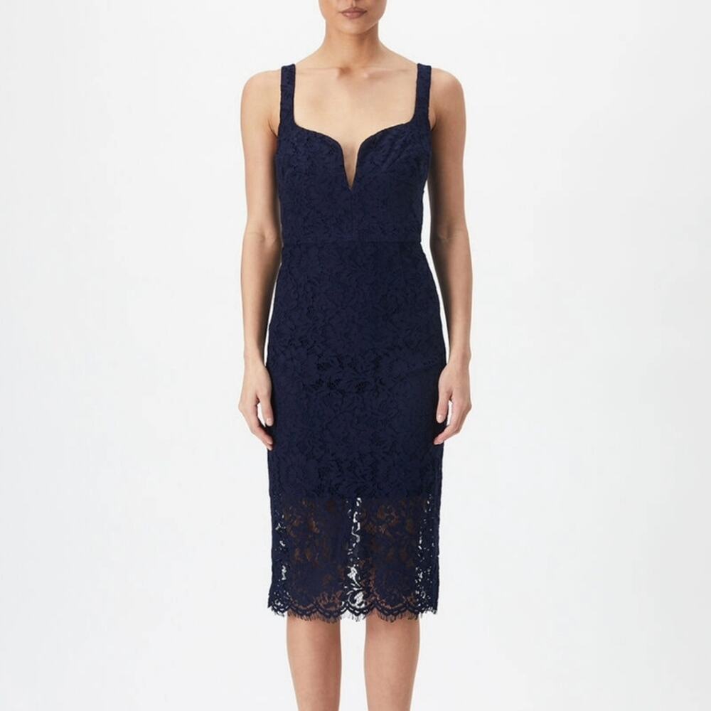 New Bardot Adeline Midi Dress In Navy sz medium